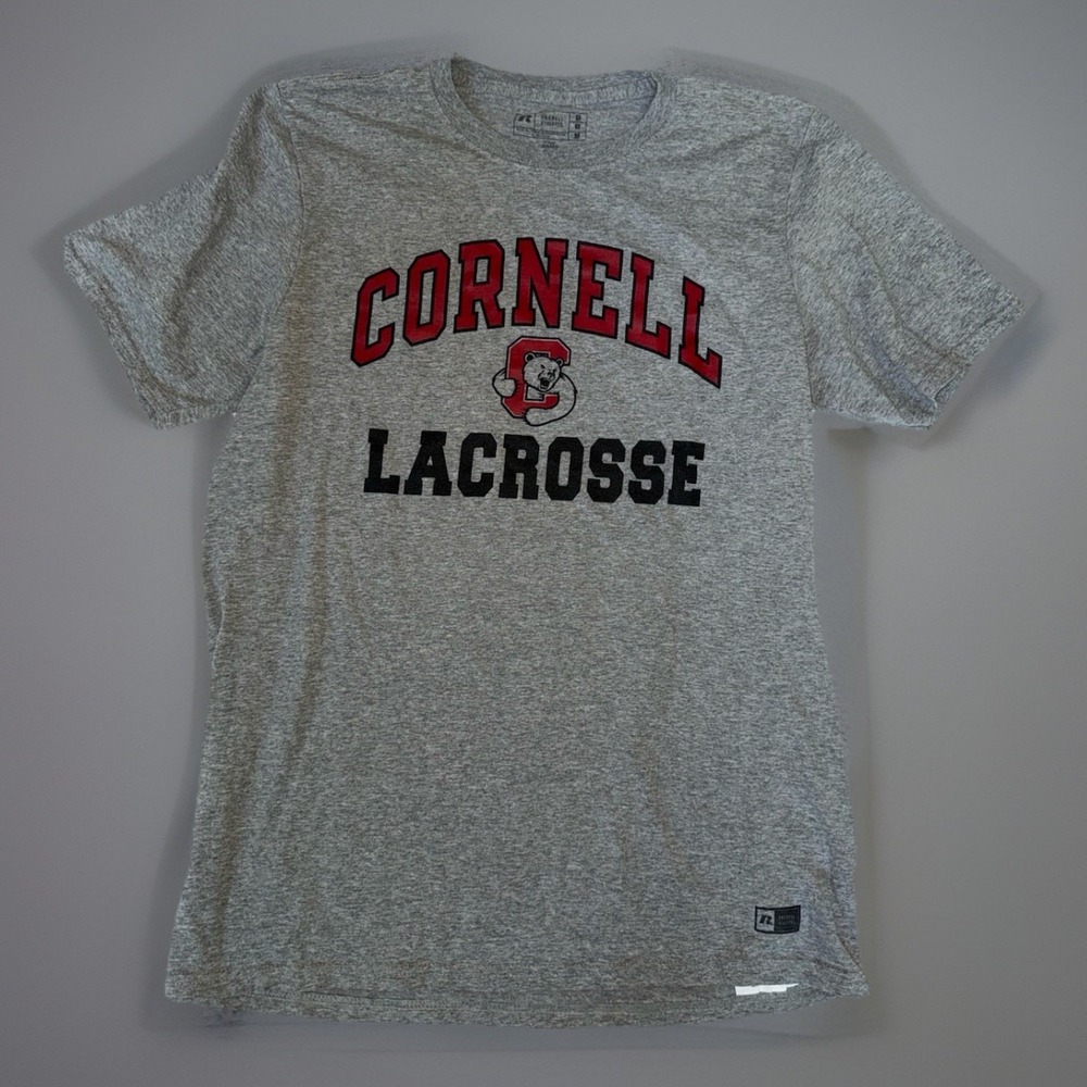 Cornell Lacrosse Big Red Gray Tee Shirt Medium Russel Athletic